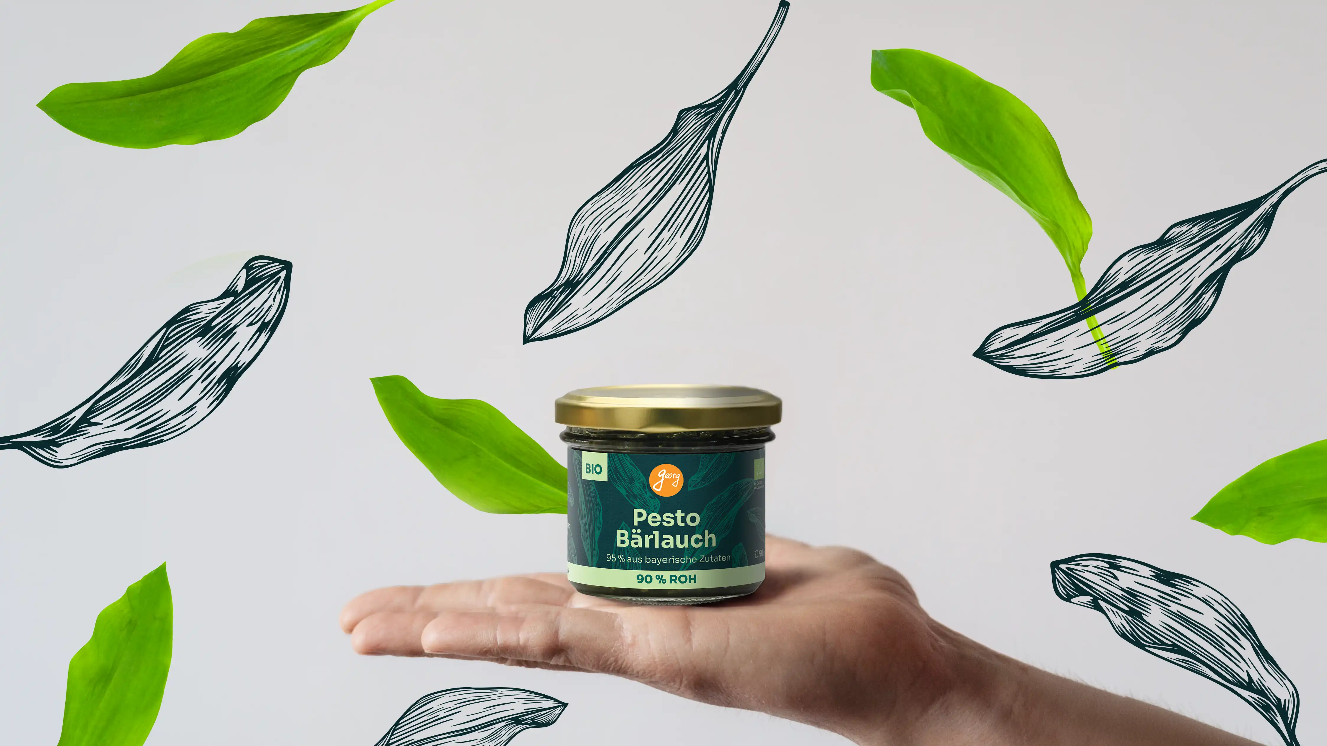 Wild garlic Pesto label for Georgs Bio Bauern new Pesto line